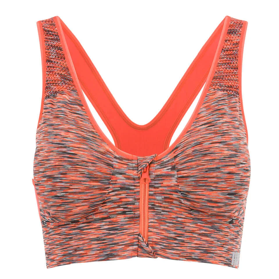 Myprotein Women's Medium Support Zip Front Sports Bra - Orange Marl attēls 1