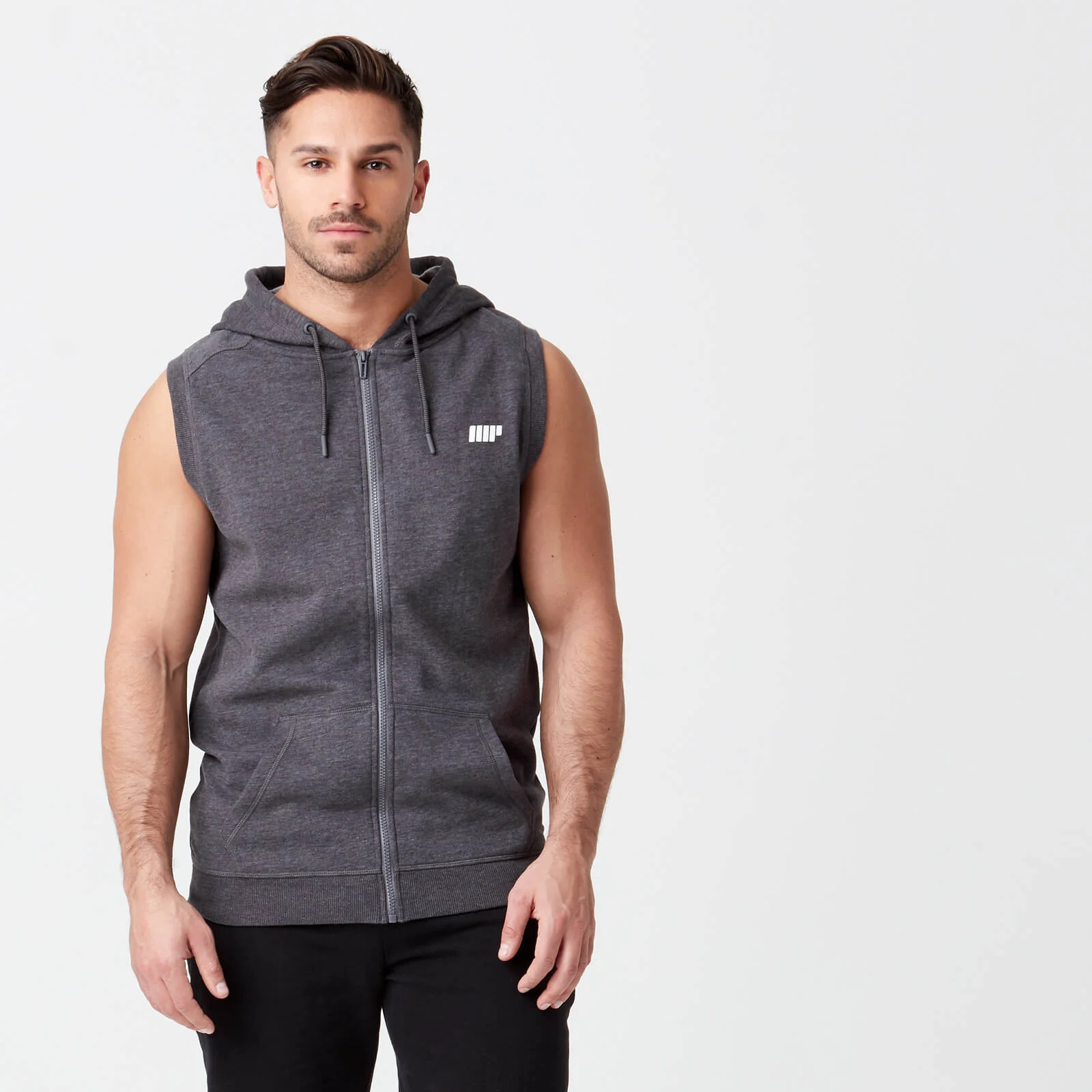 MP Men's Tru-Fit Sleeveless Hoodie - Charcoal - S attēls 1