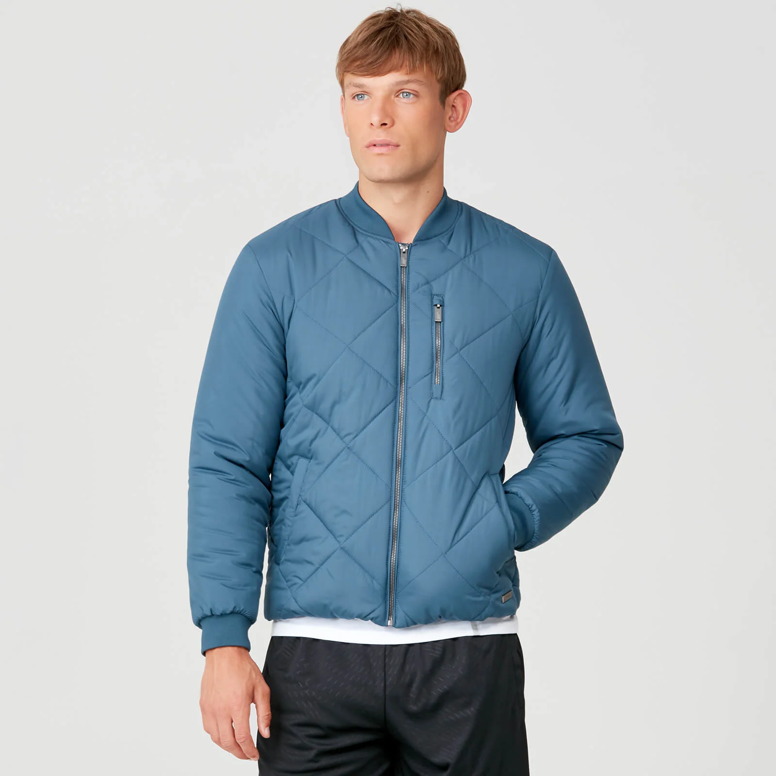 MP Men's Pro-Tech Quilted Bomber Jacket - Petrol Blue - XS attēls 1