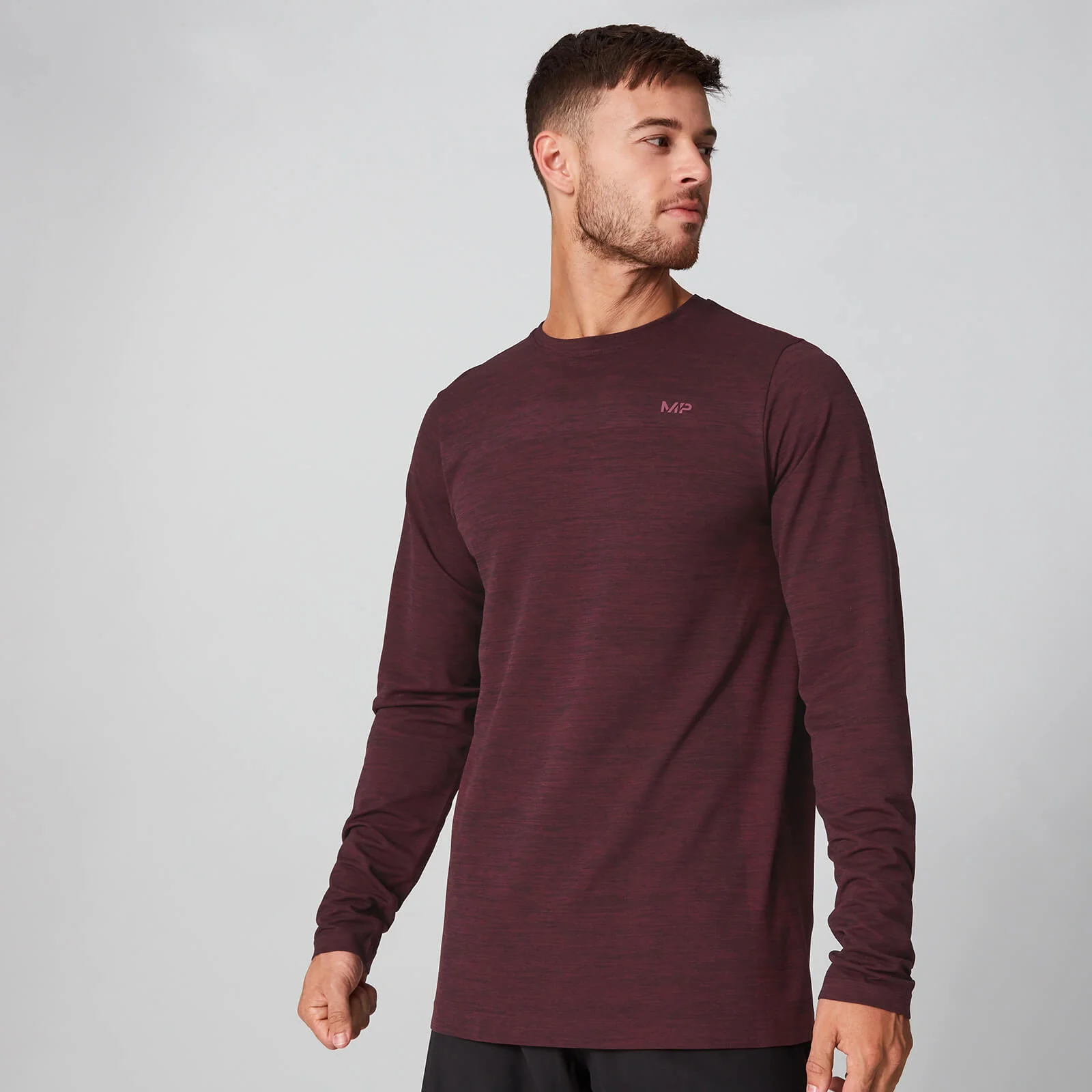 MP Men's Lightweight Seamless Long-Sleeve T-Shirt - Oxblood Marl - XS attēls 1