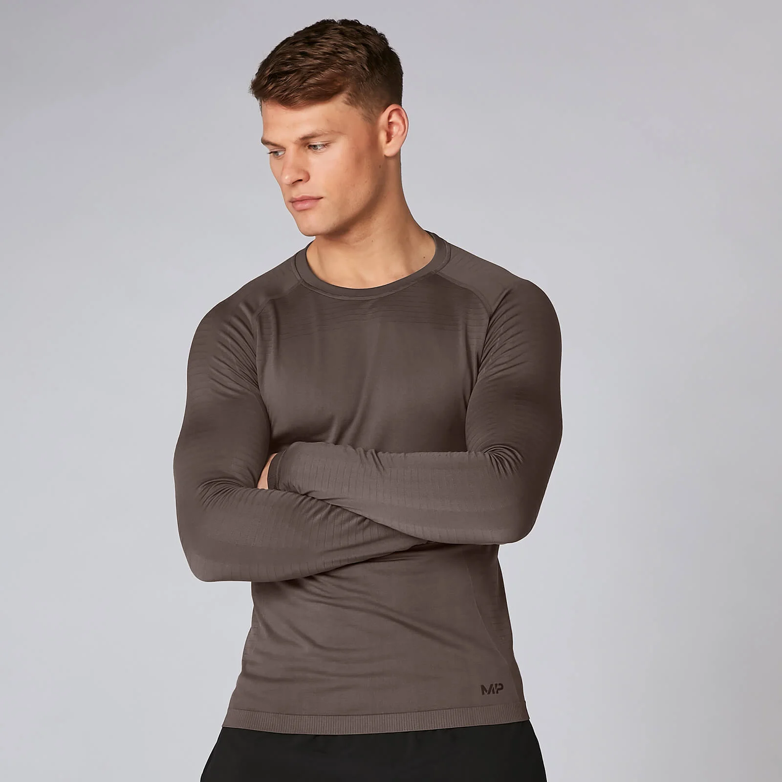 MP Men's Elite Seamless Long Sleeve Top - Driftwood - XS attēls 1