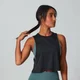 Drop Armhole īsais sieviešu sporta tops - Melns