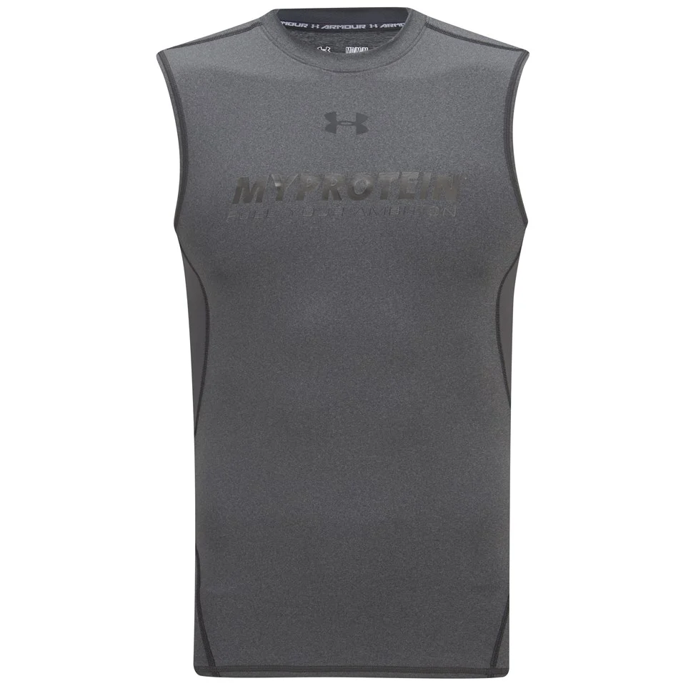 Under Armour Men's HeatGear Sleeveless Compression Shirt - Carbon Heather attēls 1