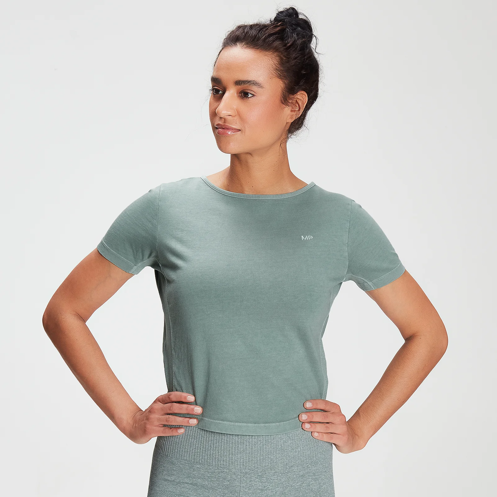 MP Women's Training Washed Tie Back T-shirt - Washed Green - XXS attēls 1
