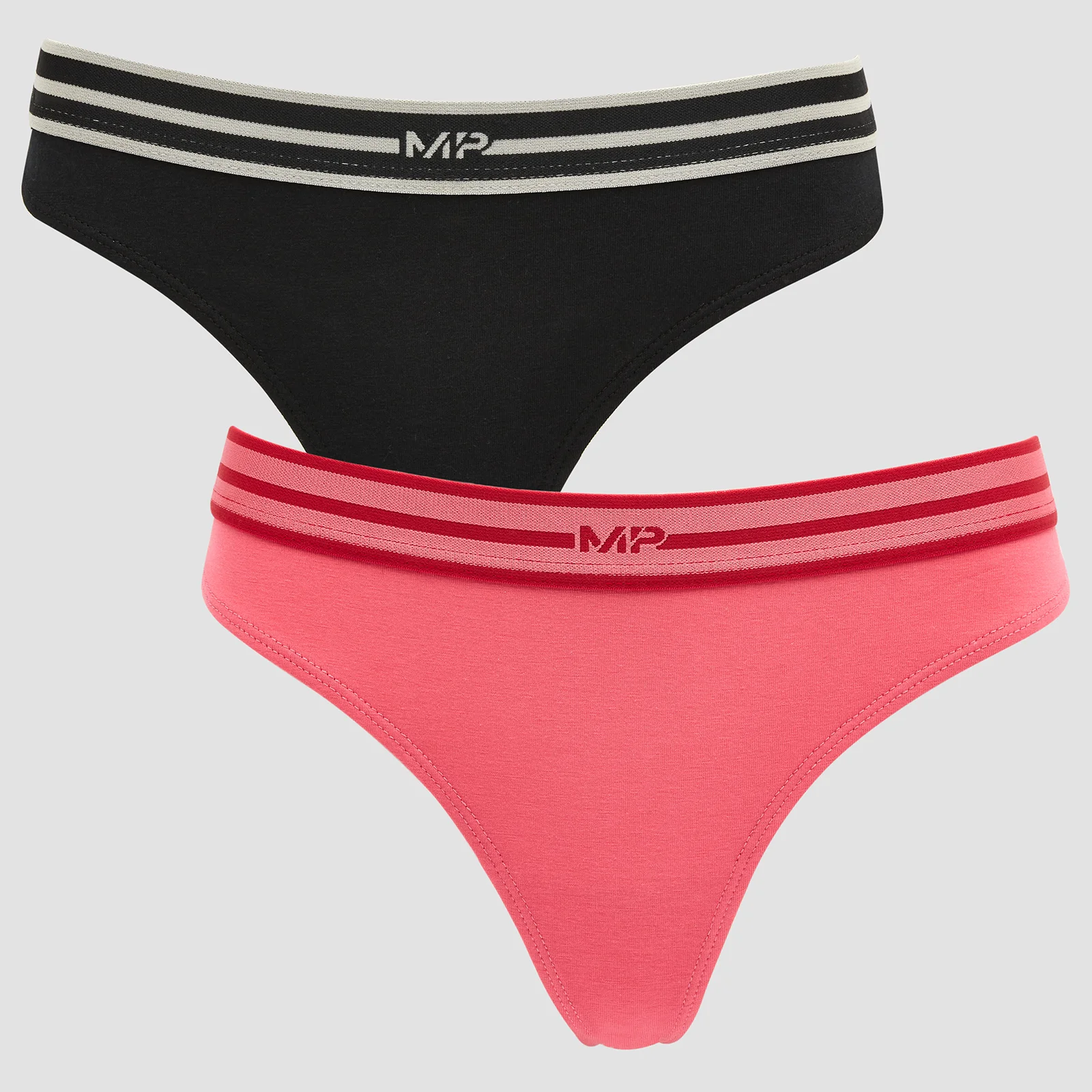 MP Women's Limited Edition Impact Essentials Thong (2 Pack) - Black/Pink - XXS attēls 1
