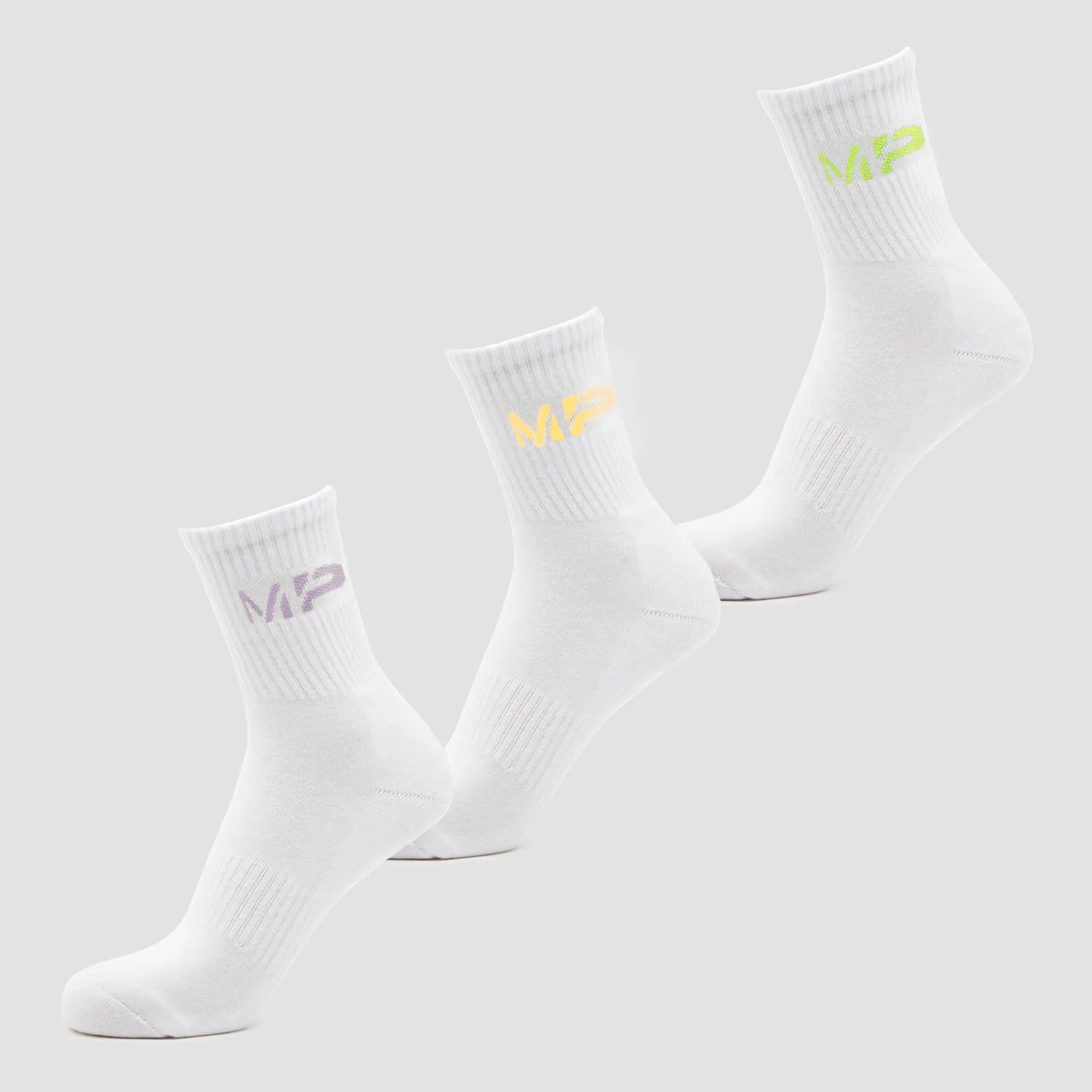 MP Women's Neon MP Logo Crew Socks (3 Pack) Butterfly/Banana/Lavender - UK 3-6 attēls 1