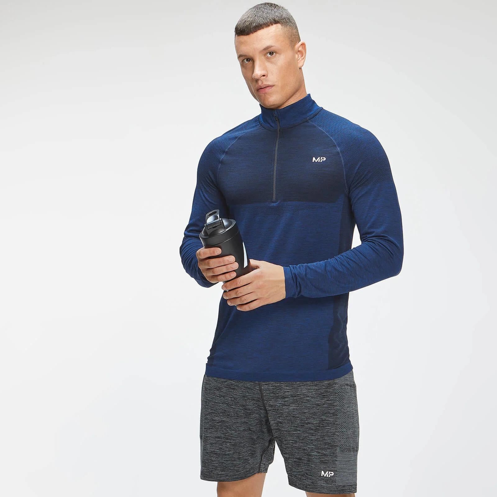 MP vīriešu krekliņš Essential Seamless 1/4 Zip Top - Intense Blue Marl - XXS attēls 1