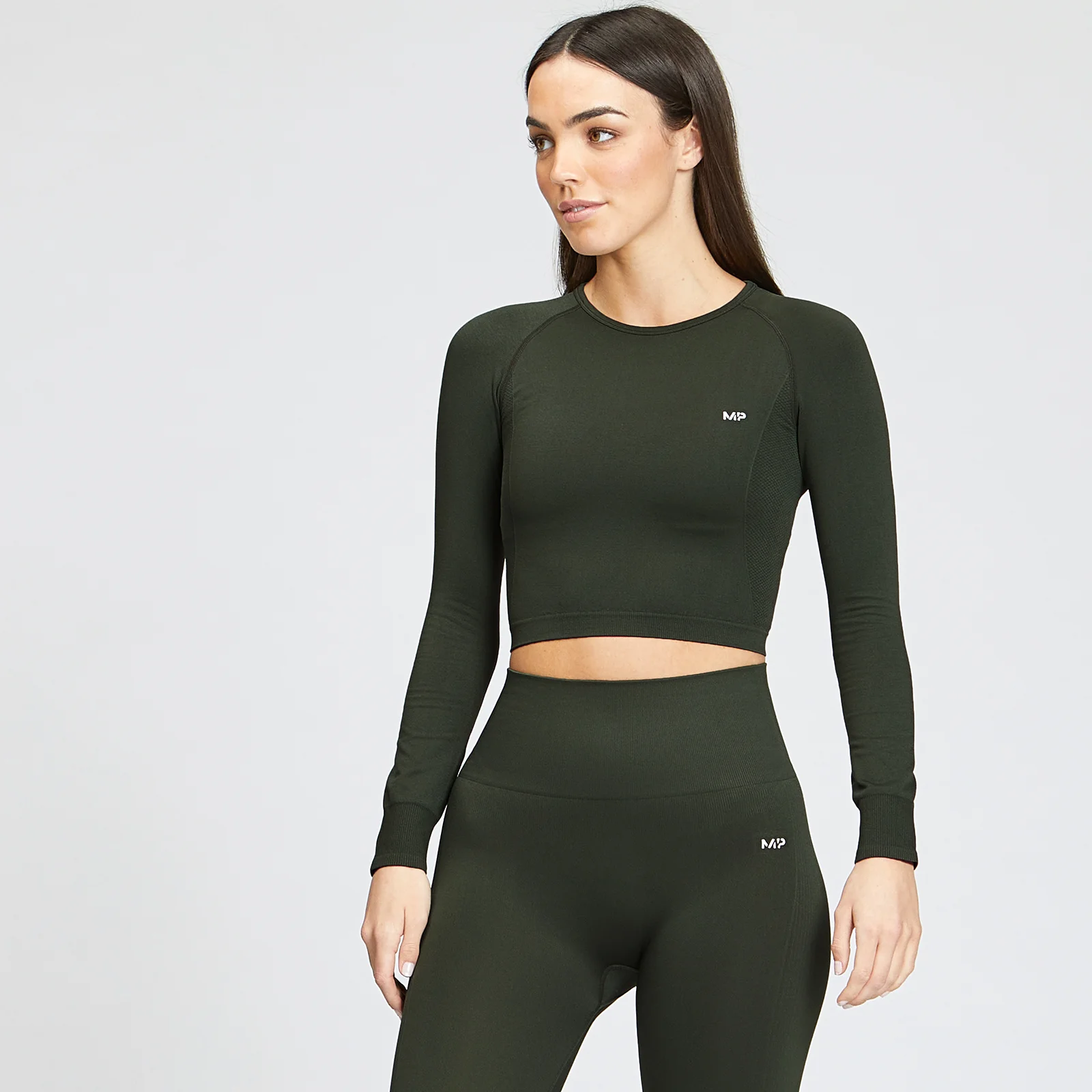 MP Women's Shape Seamless Long Sleeve Crop Top - Vine Leaf - XXS attēls 1