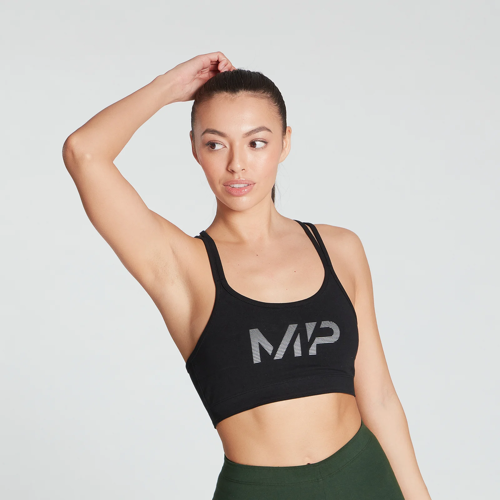 MP Women's Gradient Line Graphic Sports Bra - Black - XXS attēls 1