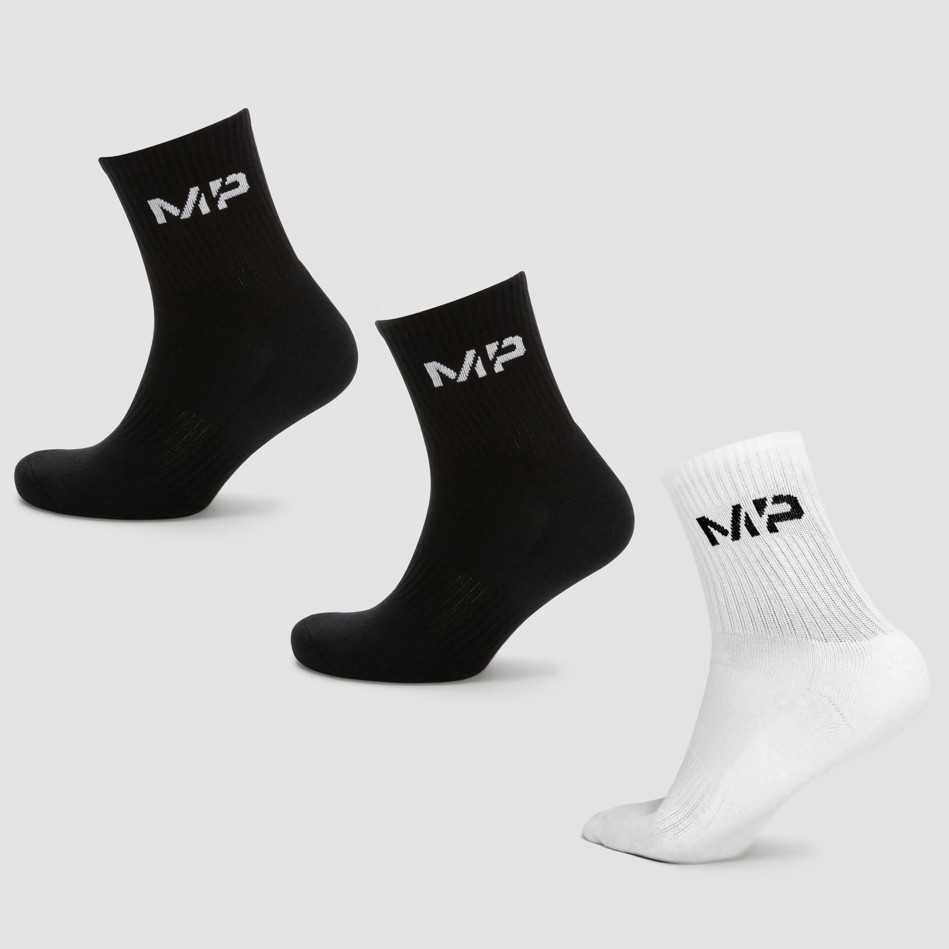 MP Women's Crew Socks (3 Pack) - Black/White - UK 3-6 attēls 1