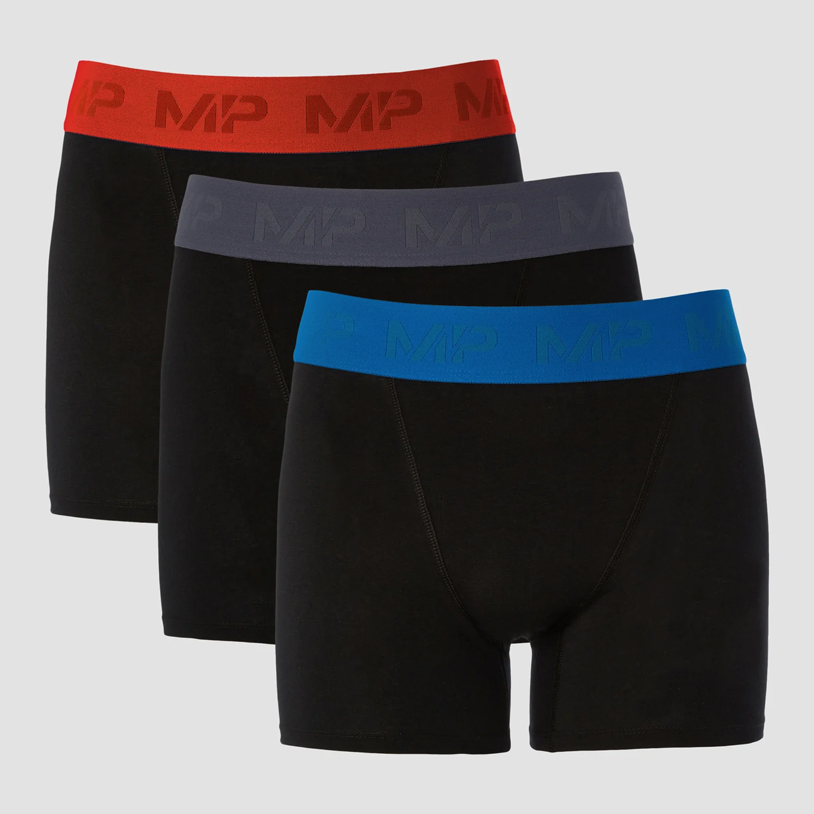 MP Men's Coloured Waistband Boxers (3 Pack) - Black/Graphite/True Blue/Fire - XXS attēls 1