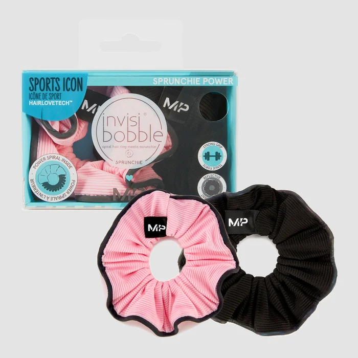 MP X Invisibobble® Reflective Power matu gumija — Melna/Rozā — IEPAKOJUMĀ 2 GAB.