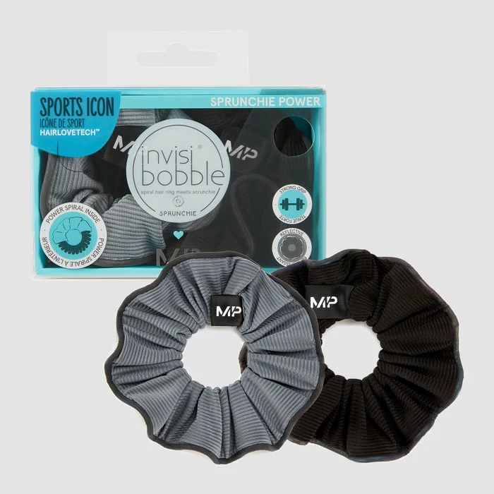 MP X Invisibobble® Reflective Power matu gumija — Melna/Vēsi zaļa — IEPAKOJUMĀ 2 GAB.