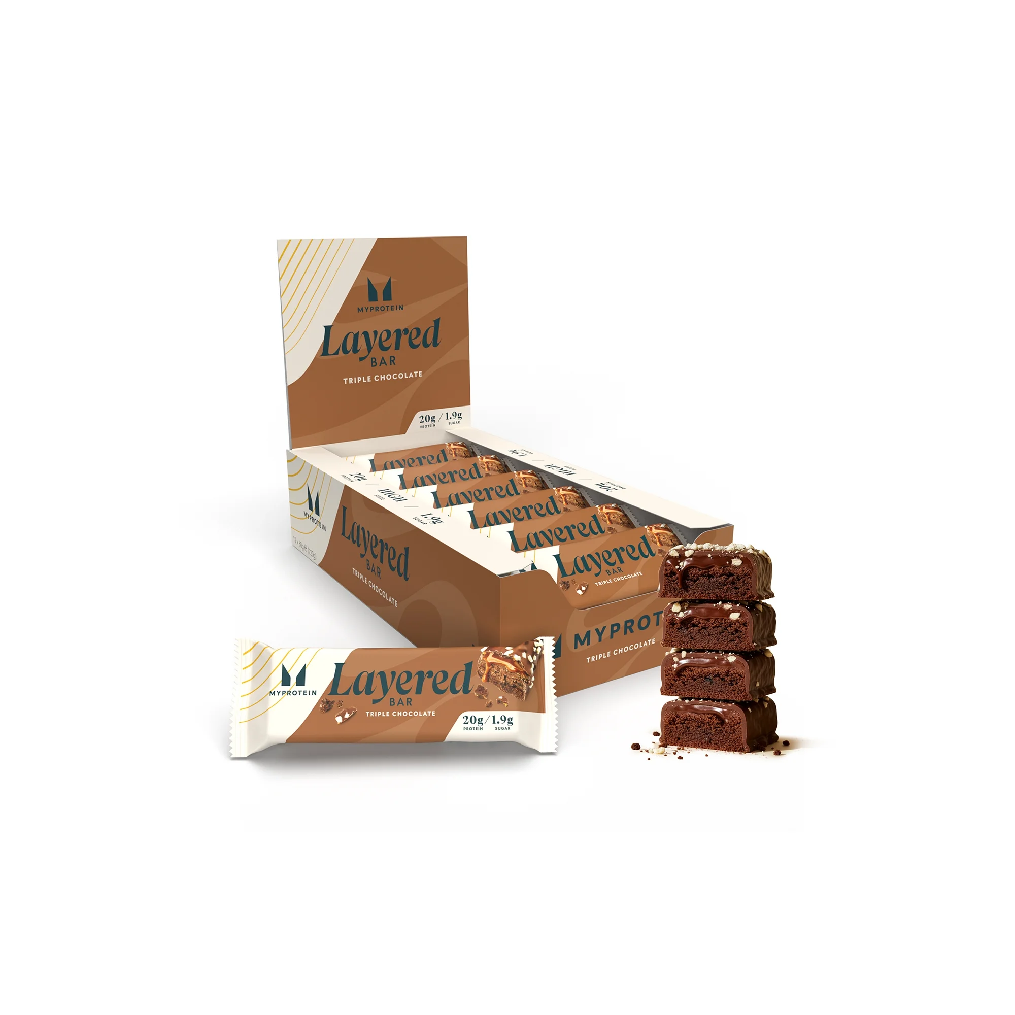Layered Protein Bar - 12 x 60g - Triple Chocolate Fudge attēls 1