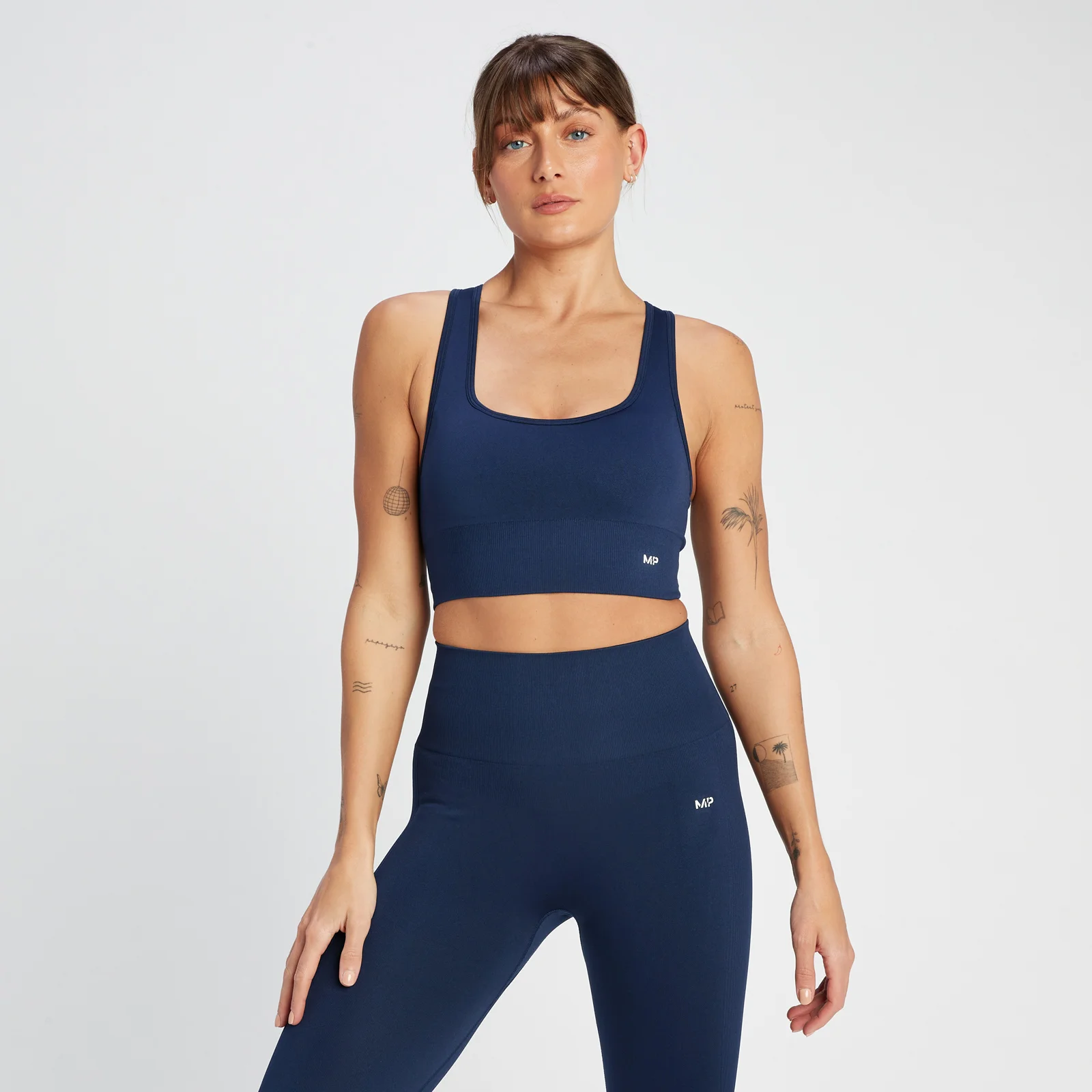 MP Women's Shape Seamless Cross Strap Sports Bra - Navy - XXS attēls 1