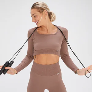 MP x Tatiana bezvīļu īsais tops ar garām piedurknēm — Riekstkoku krāsas - Size XS