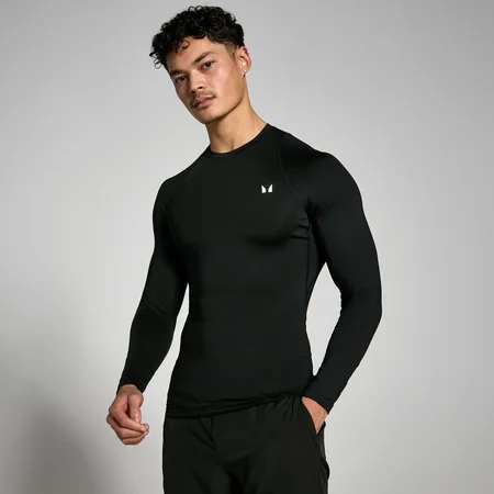 MP vīriešu sporta krekls ar garām piedurknēm “Baselayer” — Melns