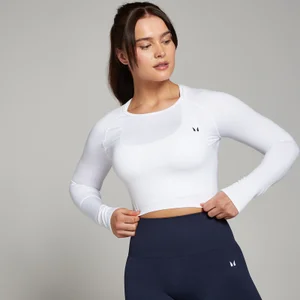 MP sieviešu bezvīļu īsais tops ar garām piedurknēm “Shape” — Balts - Size S