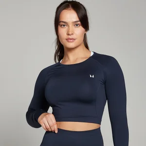 MP sieviešu bezvīļu īsais tops ar garām piedurknēm “Shape” — Tumši zils - Size S