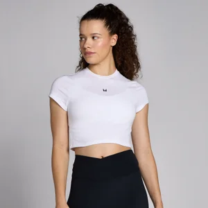 MP sieviešu īsa garuma, cieši pieguļošs t-krekls ar īsām piedurknēm “Basics” — Balts - Size XL
