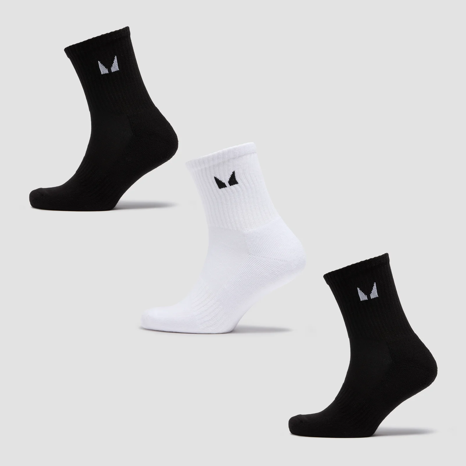 MP Unisex Crew Socks (3 Pack) - Black/White - UK 6-8 attēls 1