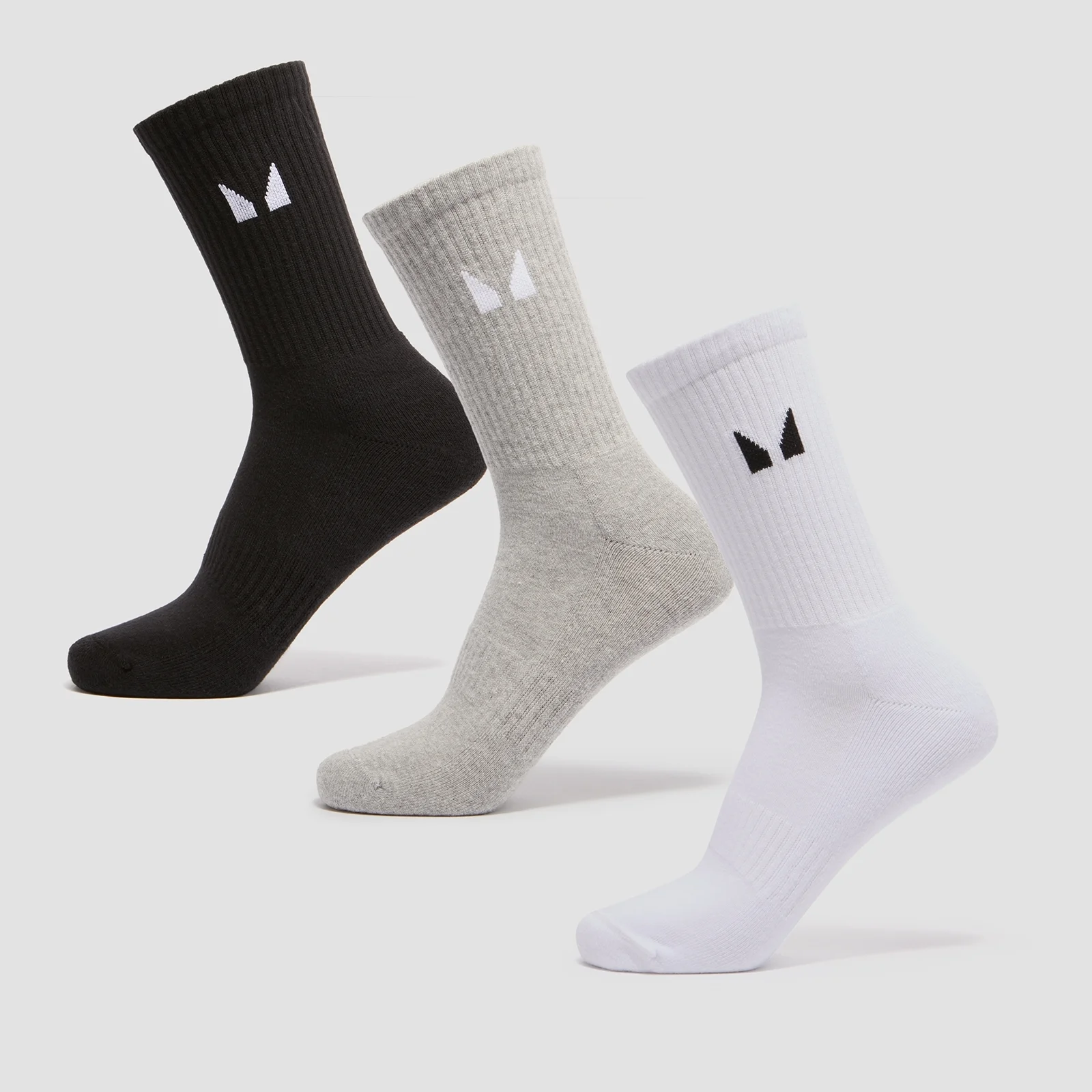 MP Unisex Crew Socks (3 Pack) - White/Black/Grey Marl - UK 6-8 attēls 1