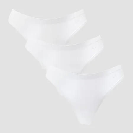 MP sieviešu tanga biksītes bez redzamām biksīšu līnijām, ar vidēji augstu jostasvietu (3 gab.) – Baltas