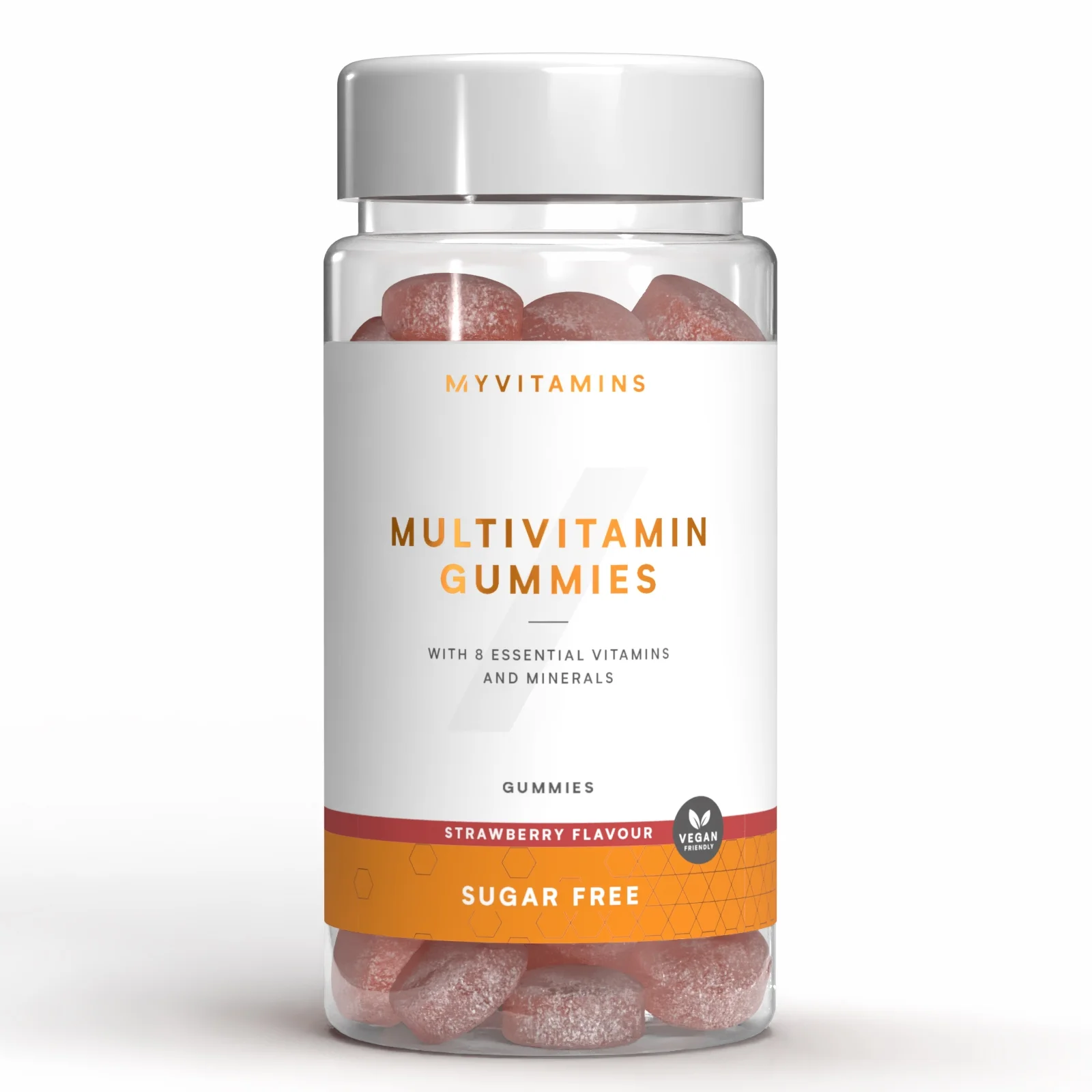 Multivitamīnu košļājamās pastilas bez pievienota cukura - 60gummies - Sugar Free Strawberry attēls 1