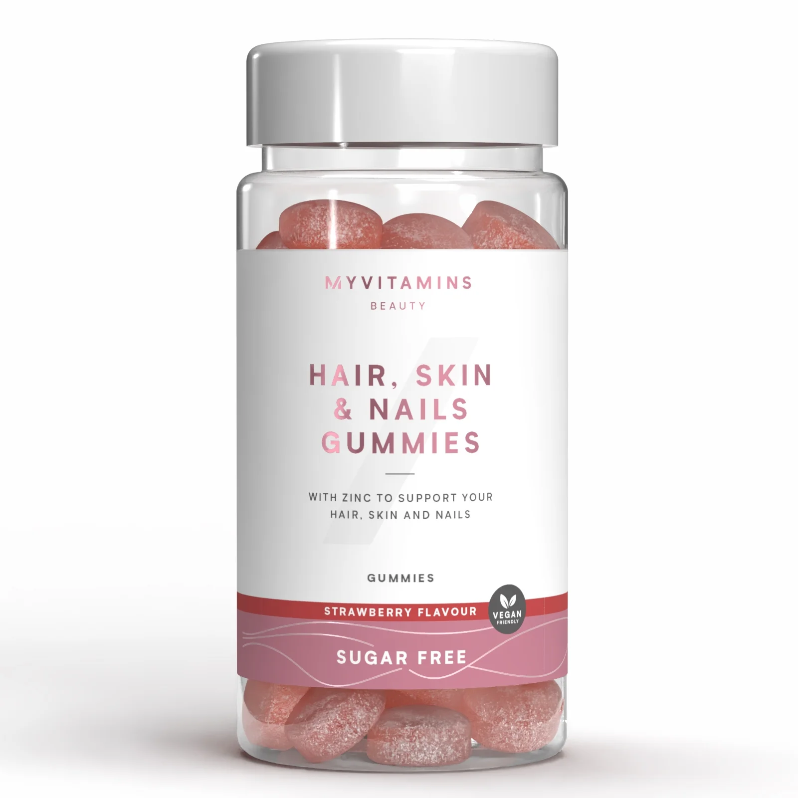 Košļājamās pastilas bez pievienota cukura, kas paredzētas matu, ādas un nagu veselībai - 60gummies - Sugar Free Strawberry attēls 1