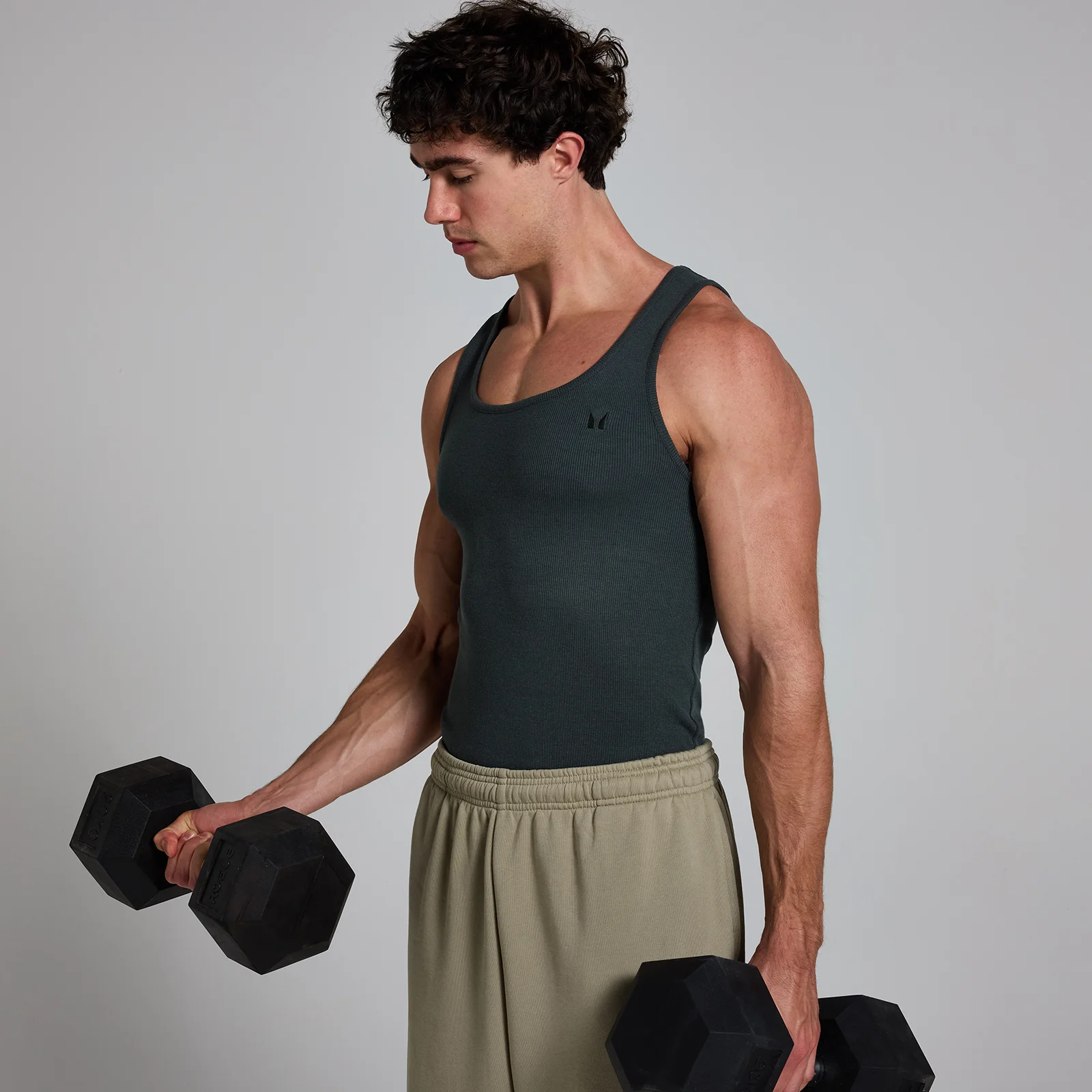 MP Men's Lift Ribbed Muscle Fit Tank - Washed Black - XS attēls 1
