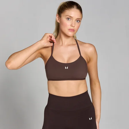 MP sieviešu sporta krūšturis ar pārkrustotām lencītēm mugurpusē “Tempo” – Šokolādes krāsā