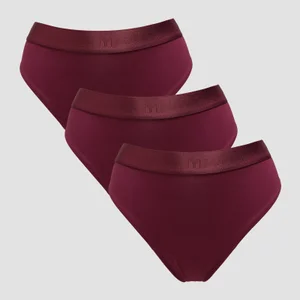 MP sieviešu bikini biksītes ar vidēji augstu jostasvietu (3 gab.) – Tumši sarkanas - Size XS