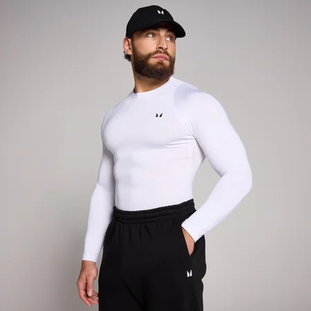 MP vīriešu sporta krekls ar garām piedurknēm “Baselayer” — Balts