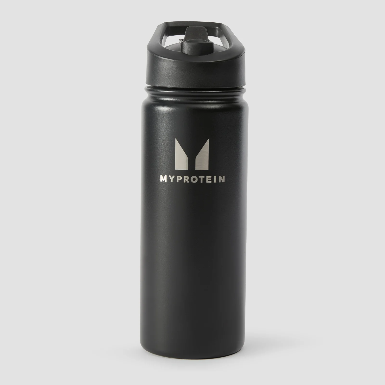 Myprotein pārstrādāta metāla pudele ar atlokāmu salmiņu, 500ml – Melna attēls 1