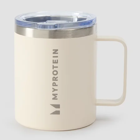 Myprotein pārstrādāta metāla kafijas krūze, 350ml – Dabīgas krēmkrāsas