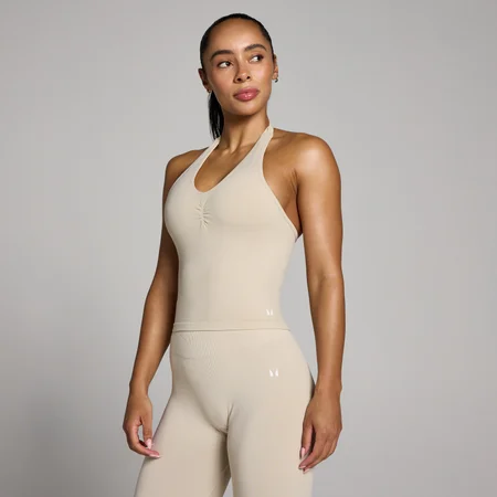 Sieviešu Tempo bezšuvju halter tops MP - smilšu krāsā