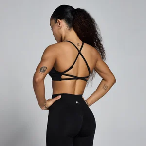 MP sieviešu Lift bezvīļu sporta krūšturis ar siksniņām - melns - Size XS