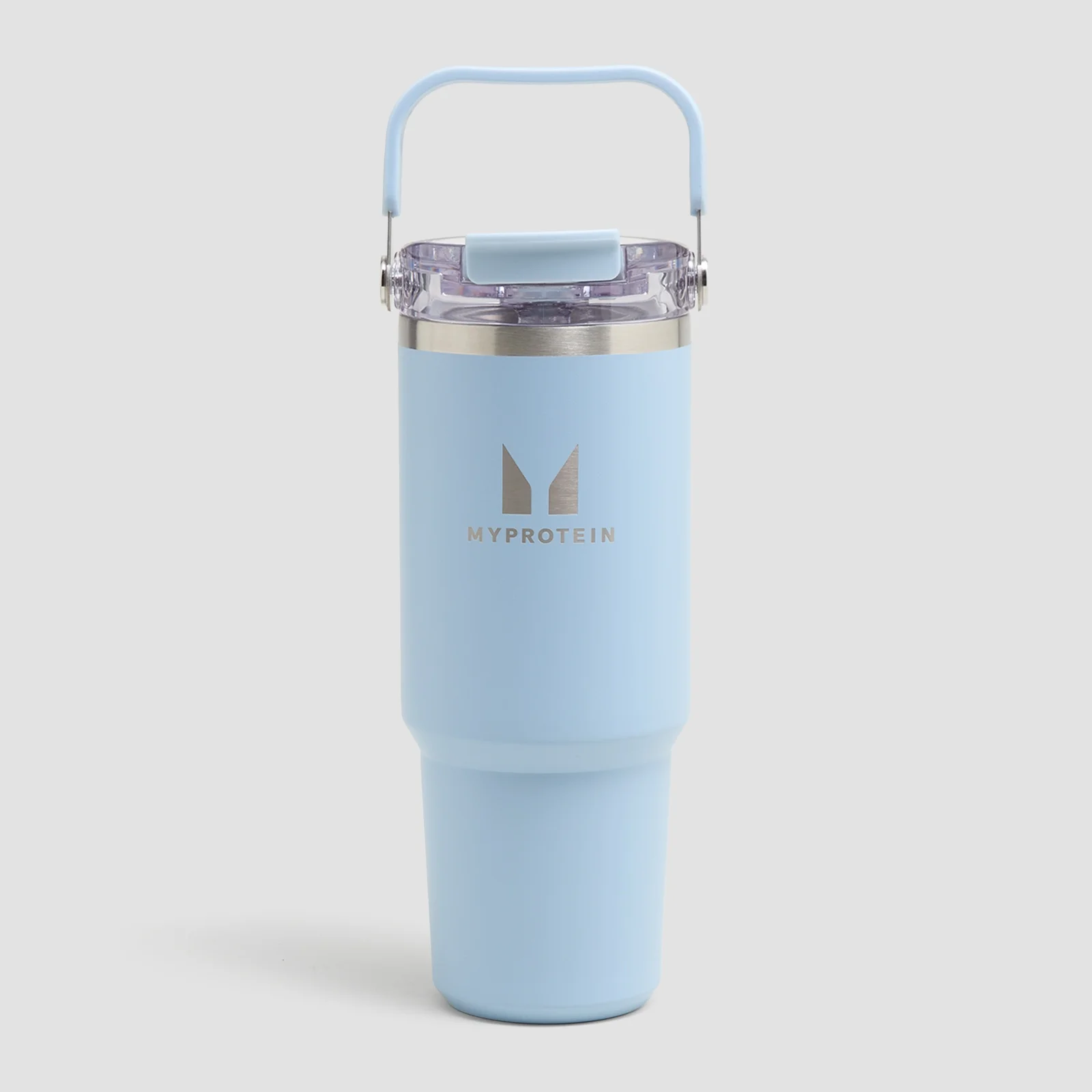 Myprotein pārstrādāta metāla ūdens pudele ar salmiņu un rokturi 900 ml - Gaiši zila attēls 1