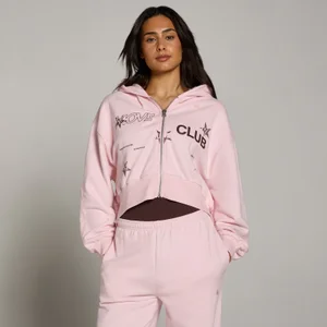 Sieviešu Move Club Graphic viegla loopback jaka ar kapuci un rāvējslēdzēju MP - Blush - Size L