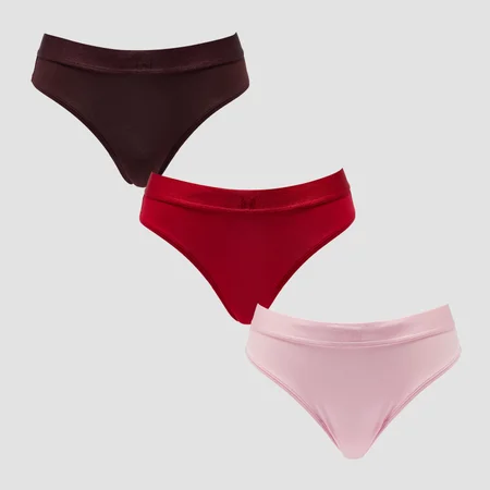 Sieviešu vidēja vidukļa bikini biksītes MP (3 gab.) - bēši/rožsarkani/fudge