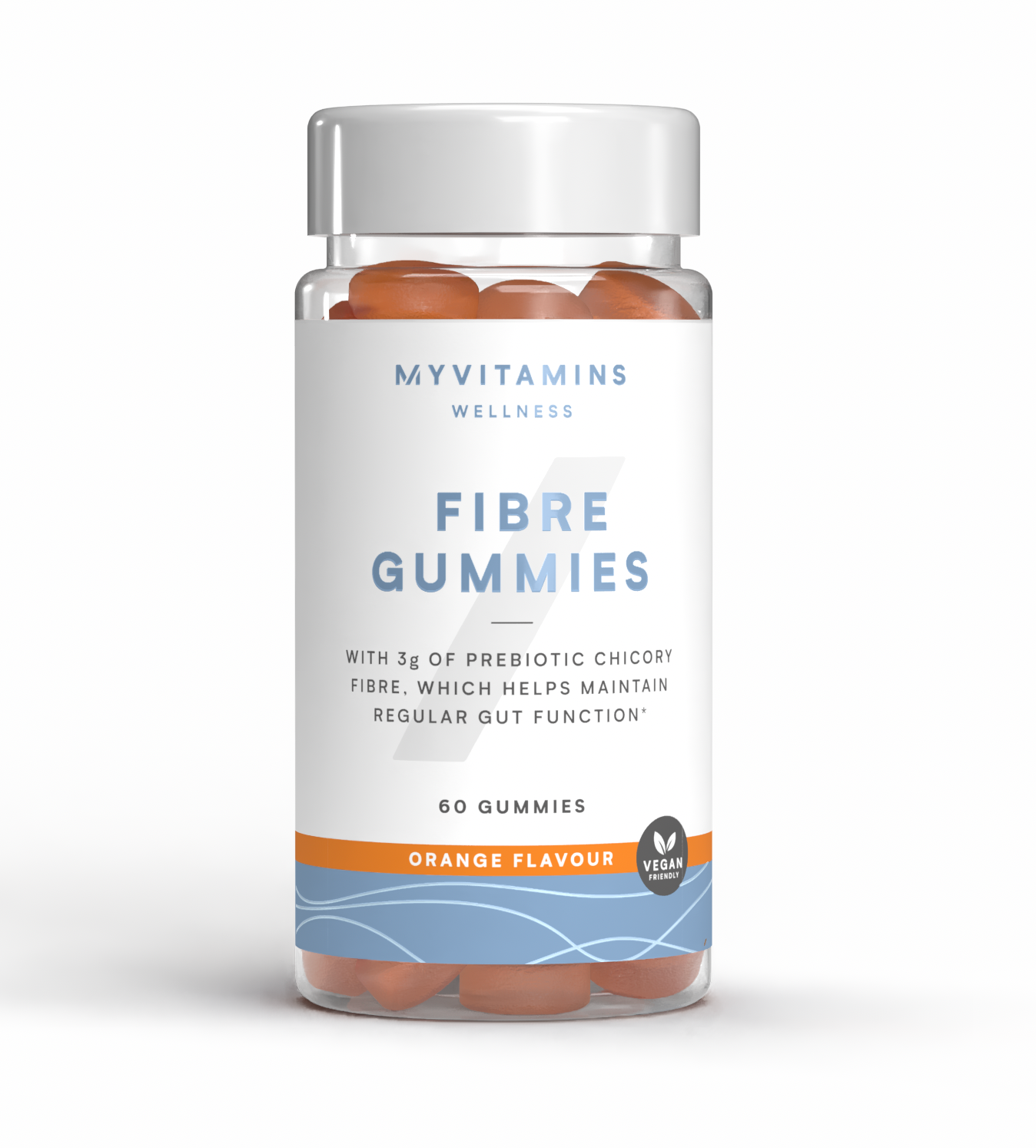 Košļājamās pastilas ar augstu šķiedrvielu saturu - 60 gummies, 30Porcijas - Oranža attēls 1