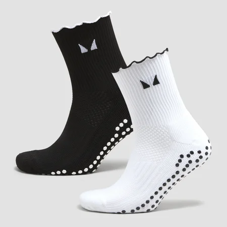 MP Frilly Pilates zeķes (2 pāri) - melns/balts