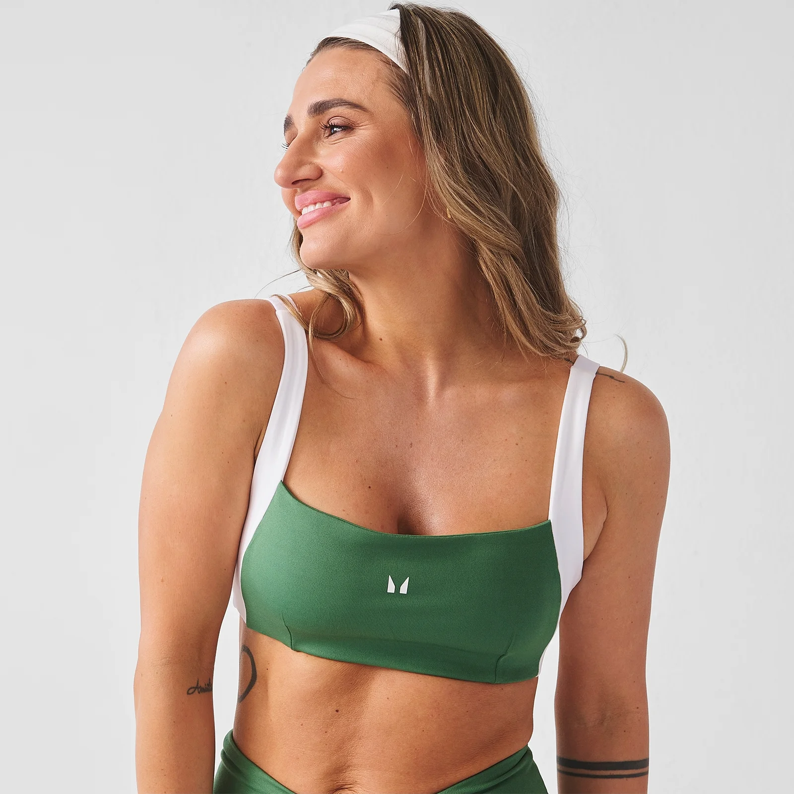 MP Sieviešu X Tatiana kontrastējošs sporta krūšturis ar savītu muguru - Palm Green - XS attēls 1