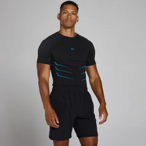 Lift bezšuvju t-krekls ar piekļaujoša piegriezuma - mazgātā melna/power blue - Size M