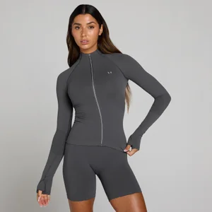 MP sieviešu Tempo Ultra bez šuvēm jaka ar pilnu rāvējslēdzēju - spēcīga pelēka - Size XS