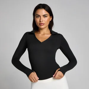 MP Sieviešu Tempo Long Sleeve Collared Tops - Melns - Size M