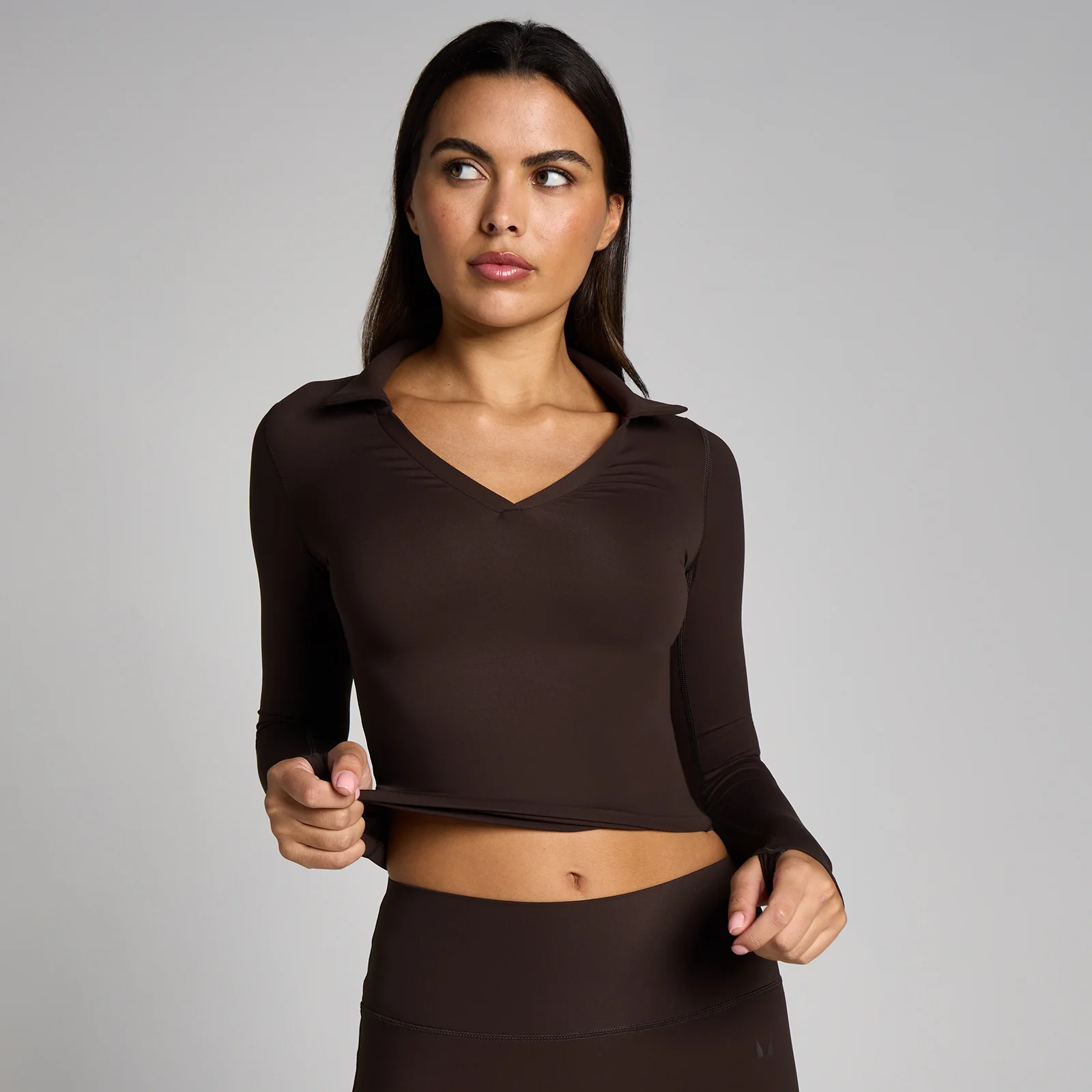 MP Sieviešu Tempo Long Sleeve Collared Tops - Kakao - S attēls 1