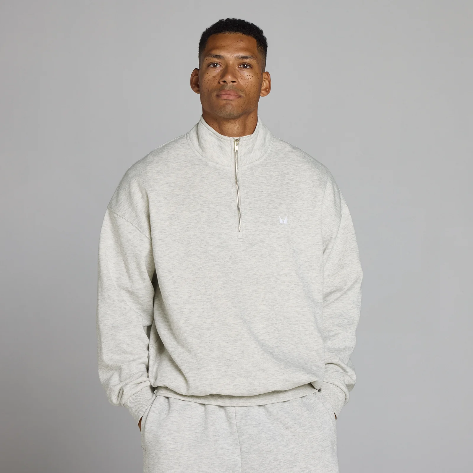 MP Men's Rest Day Oversized 1/4 Zip - Light Grey Marl - M attēls 1