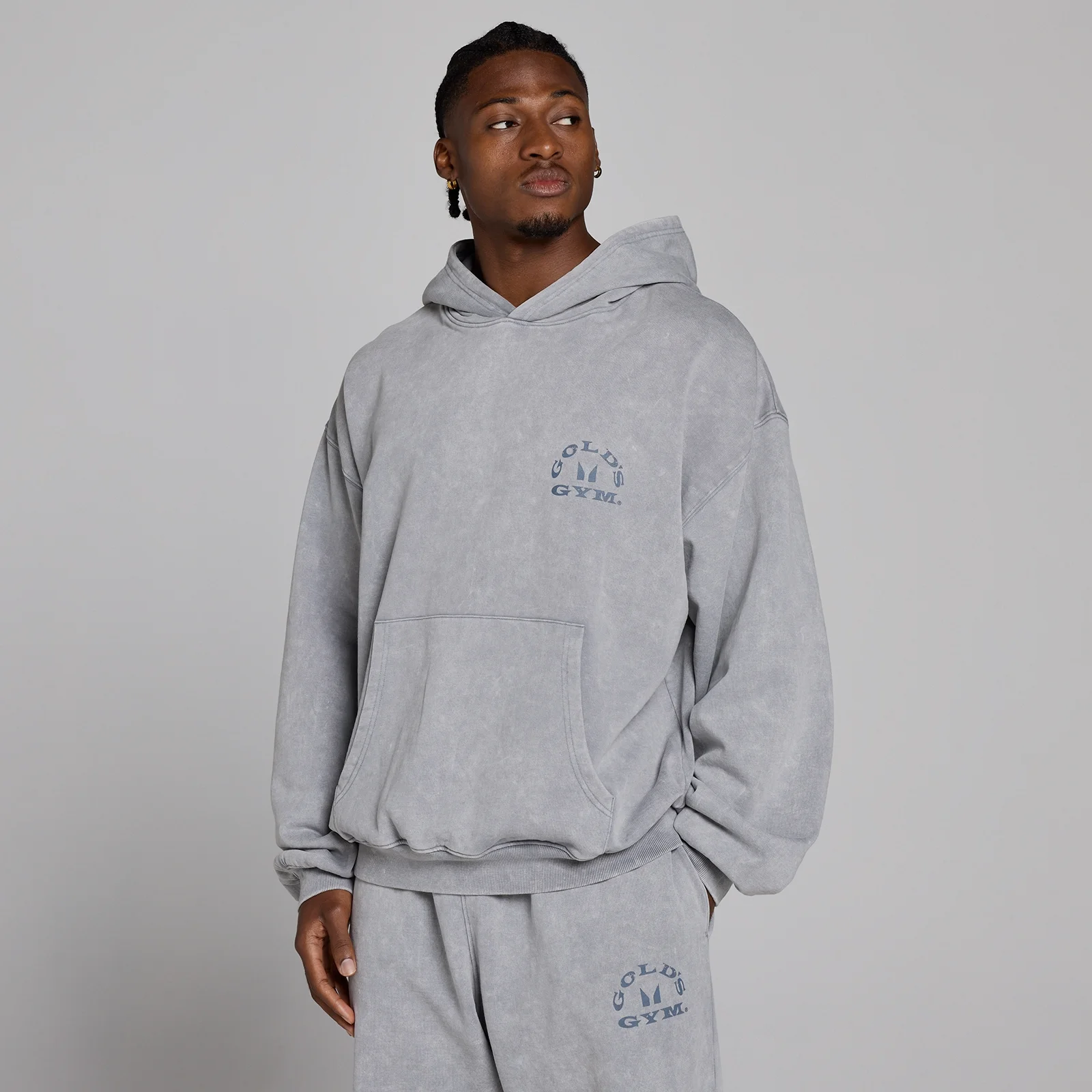 MP X Gold's Vīriešu Washed Graphic Oversized Džemperis ar Kapuci - Steel Blue - L attēls 3